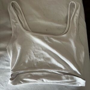White cutout crop top